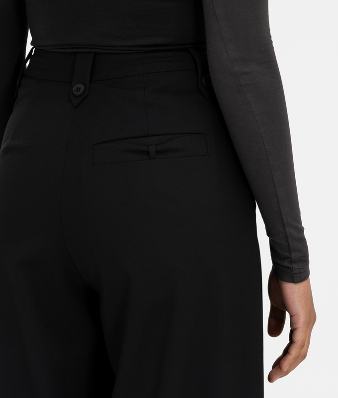 Wide Leg Pleated Pants 'Black Cat'