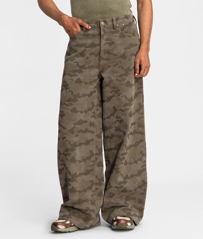 Distressed Camo Jeans